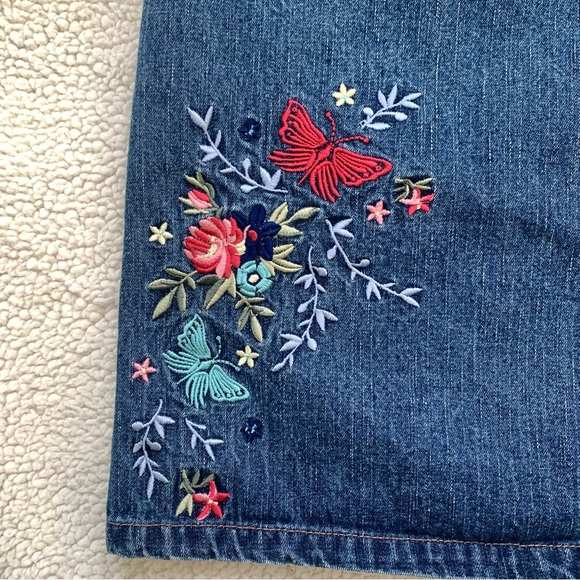 Embroidered Denim Midi Skirt - Picture 2 of 5